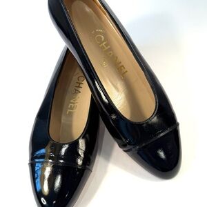Chanel Black Patent Leather Flats